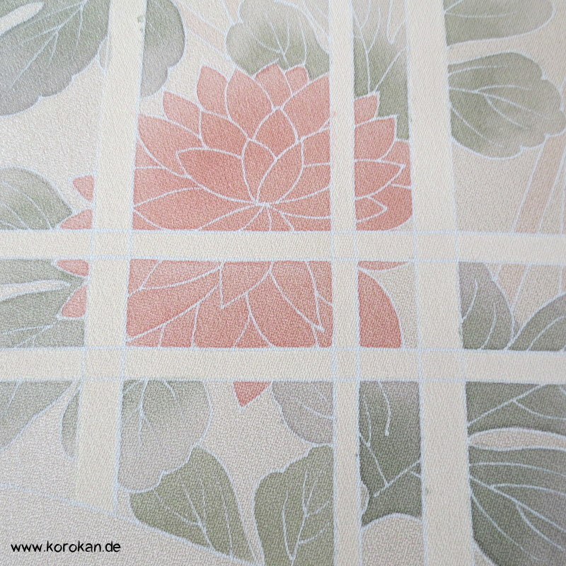 Chrysanthemen hinter Gitter Tanmono Kimono Seiden Crepesatin