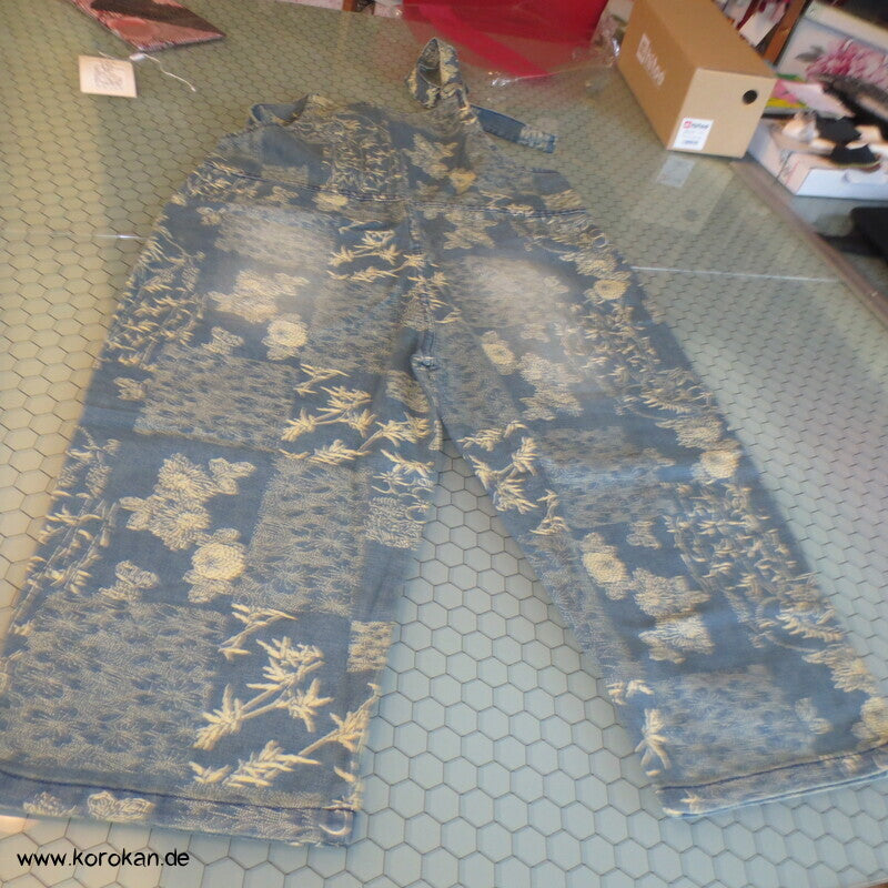 Jeans Latzhose aus japanisch bedrucktem Denim, neu