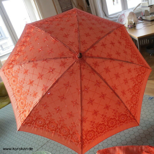 japanischer Kimono Sonnen Klappschirm, Stickereistoff
