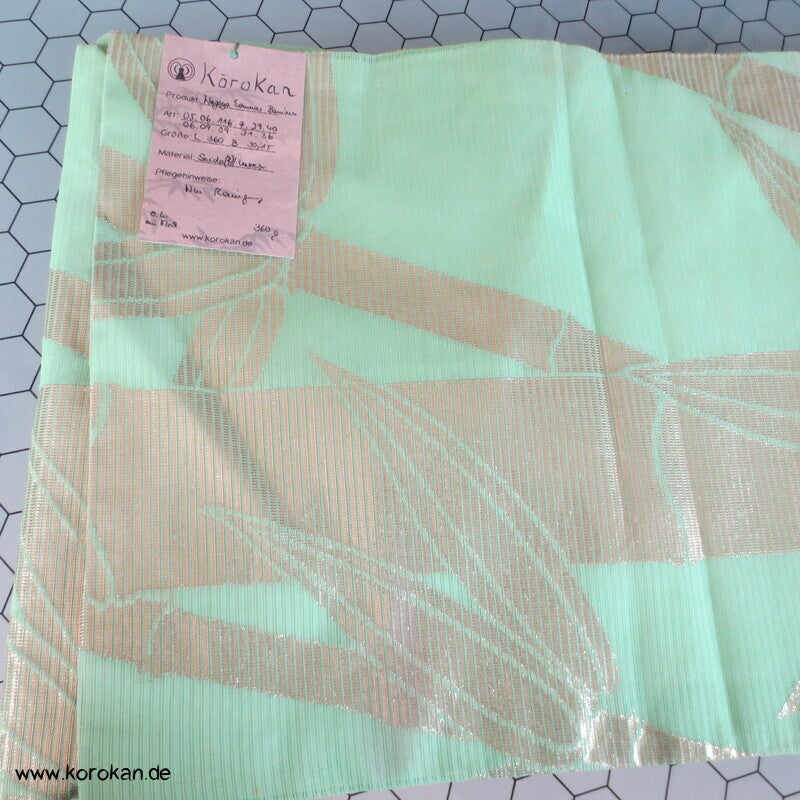 goldener Bambus Sommer Nagoya Obi, hellgrüne Rho Seide