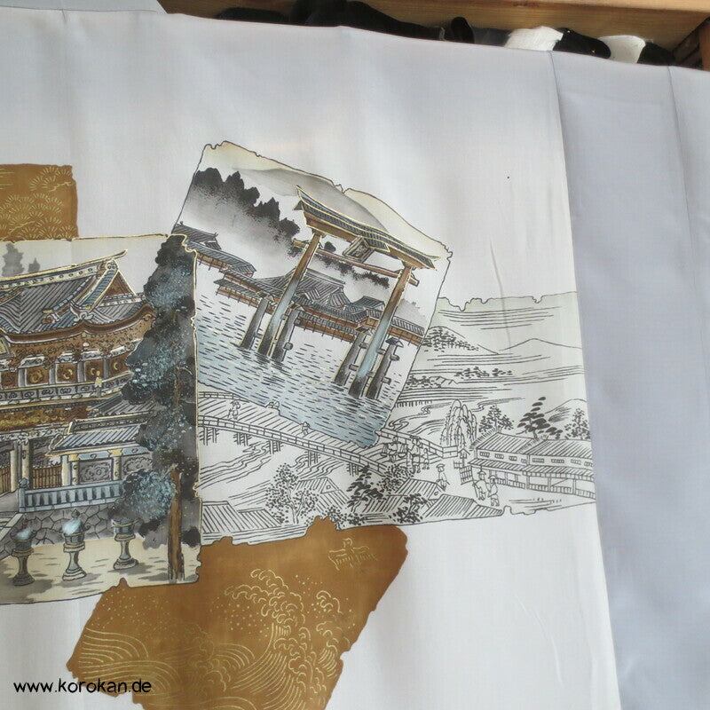 Seiden Juban Unterkimono, Tempel Shikishi, 3XL