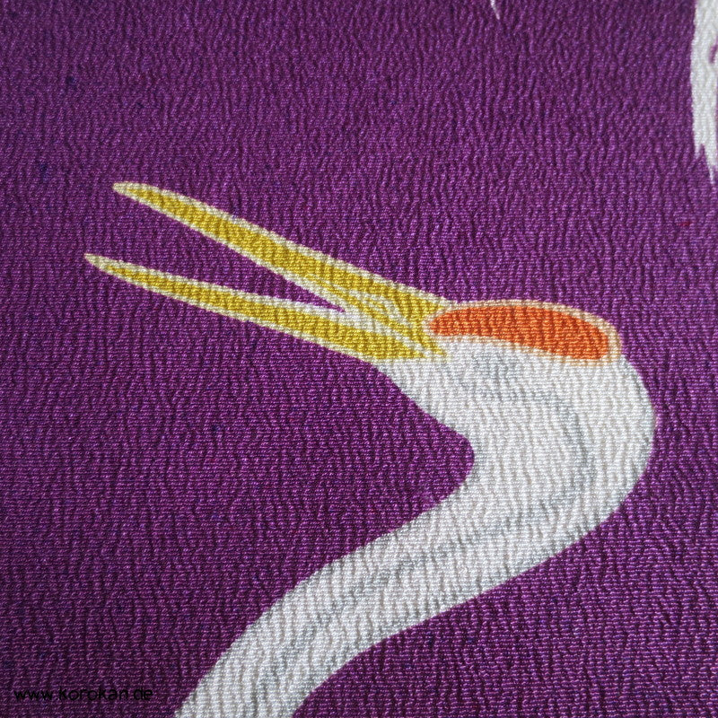 Kraniche auf pflaume Panel Kimono Chirimen Crepe