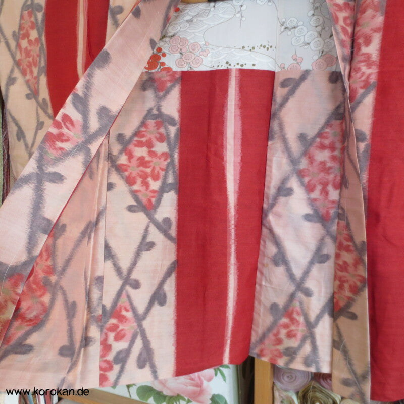 Sakura Gittermuster Meisen Seiden Haori Kimono Jacke