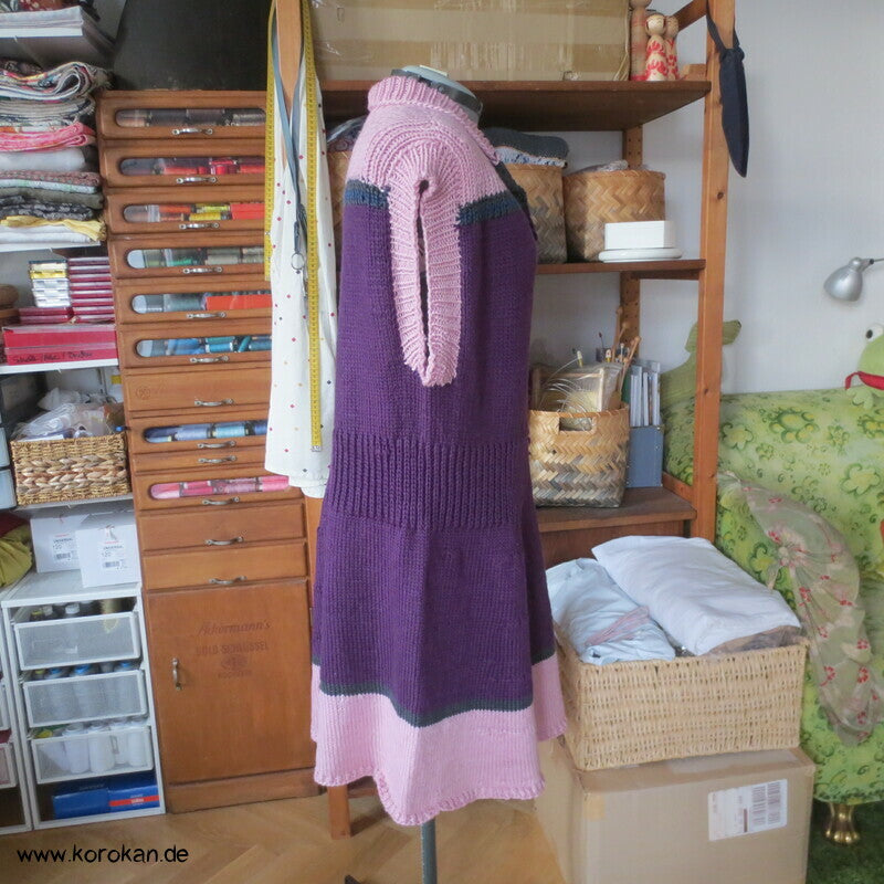 Handstrick Tunika reine Wolle rosa - pflaume - über T shirt Kleidern zu tragen, Gr. XL