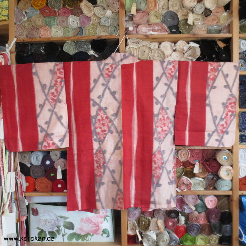 Sakura Gittermuster Meisen Seiden Haori Kimono Jacke