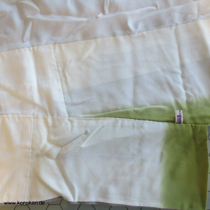 Homongi Seidencrepe Kimono, Farbverlauf, Blumen Stickereien, verfärbt