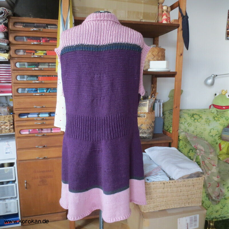 Handstrick Tunika reine Wolle rosa - pflaume - über T shirt Kleidern zu tragen, Gr. XL