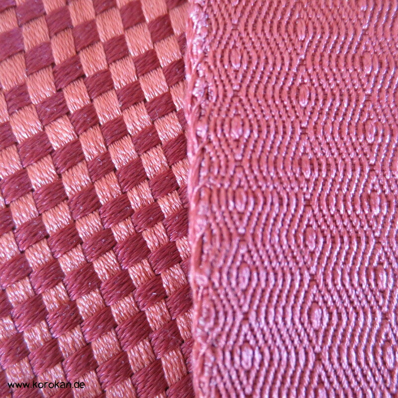 geflochtener Bias Cut Fukuro Obi, rot Bokashi Kimonogürtel
