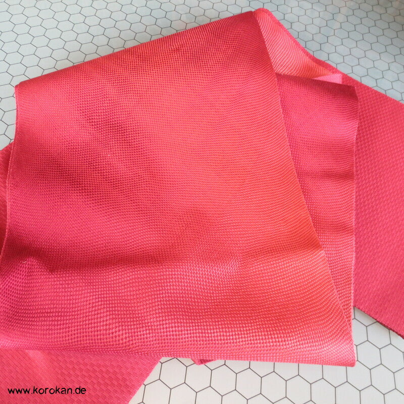 geflochtener Bias Cut Fukuro Obi, rot Bokashi Kimonogürtel