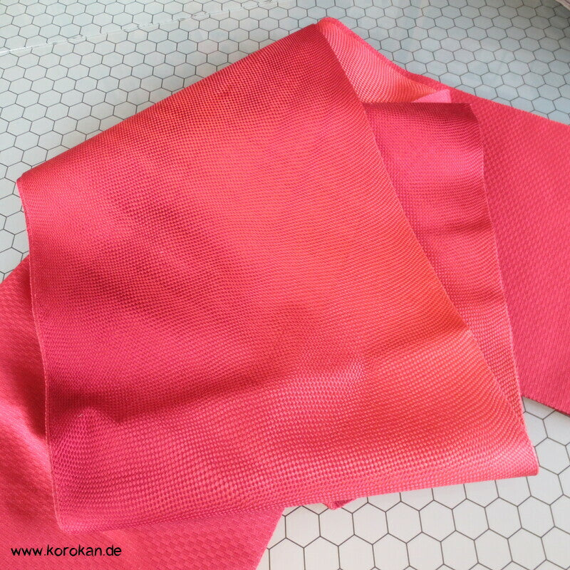 geflochtener Bias Cut Fukuro Obi, rot Bokashi Kimonogürtel