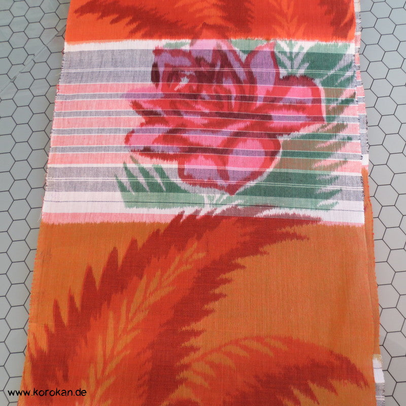 Rosen Streifen Kett Kasuri Kimono Baumwollstoff
