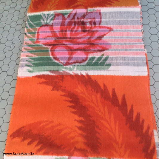 Rosen Streifen Kett Kasuri Kimono Baumwollstoff
