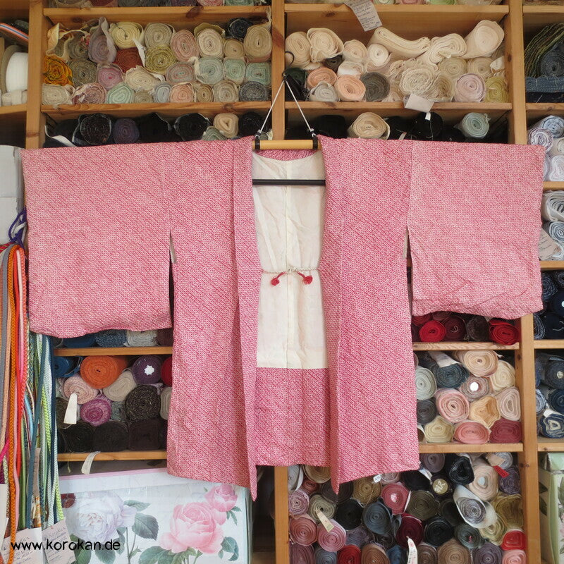 rosenroter Full Shibori Seiden Haori