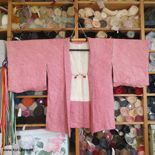 rosenroter Full Shibori Seiden Haori