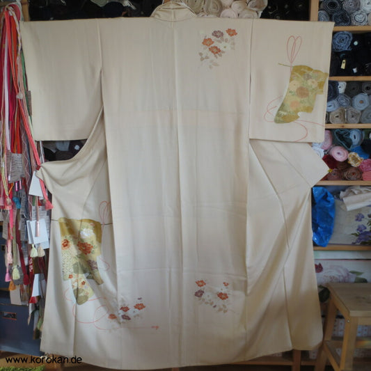 Kimono Noren Vorhang Homongi Seidencrepesatin Kimono, teilbestickt