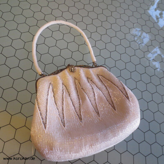 japanische weiß perlenbestickte Abend Handtasche