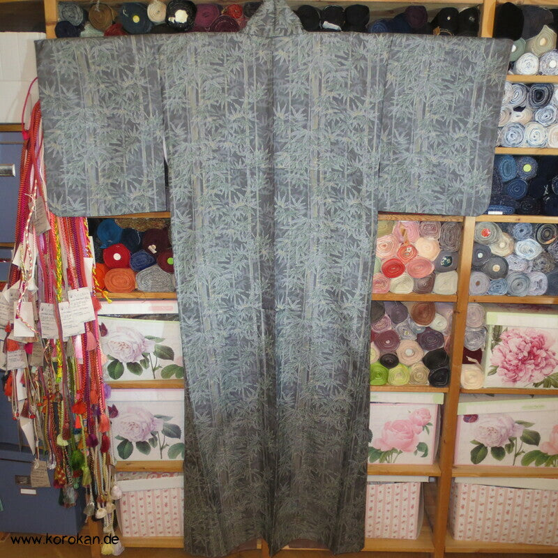 Bambuswald Kasuri Tsumugi Seiden Kimono