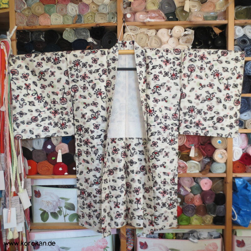 abstrakte Blumen Meisen Seiden Haori Kimono Jacke