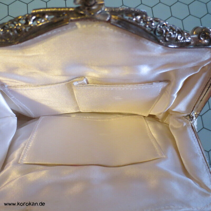 japanische weiß perlenbestickte Abend Handtasche