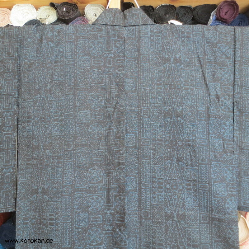 geometrisches Kasuri Tsumugi Kimono