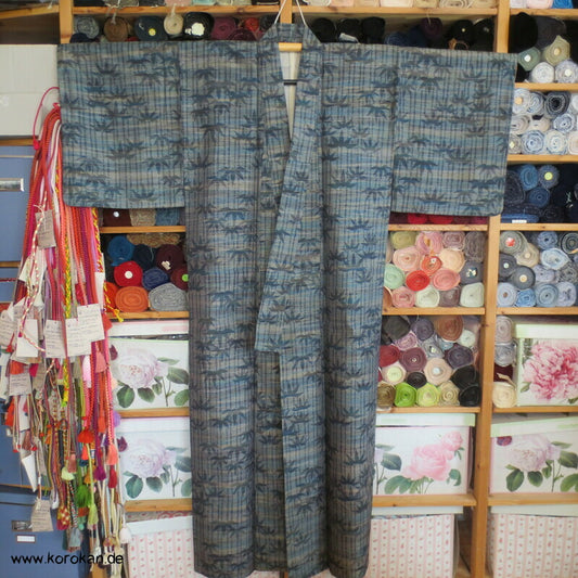 Bambus Kasuri Tsumugi Seiden Kimono