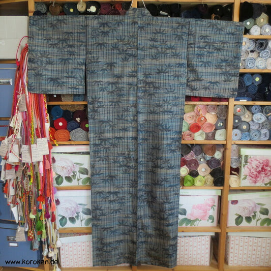 Bambus Kasuri Tsumugi Seiden Kimono
