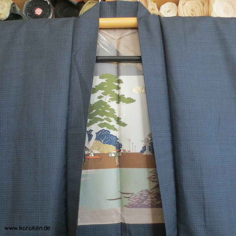 gewebter Tempel Seidenjacquard Futter, Haori Kimonojacke Kikko Kasuri Tsumugi Seide