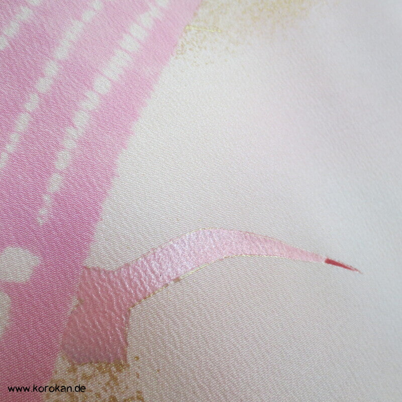Furisode Kimono, Seiden Chirimen Crepe mit handgemaltem Motiv
