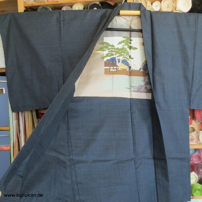 gewebter Tempel Seidenjacquard Futter, Haori Kimonojacke Kikko Kasuri Tsumugi Seide
