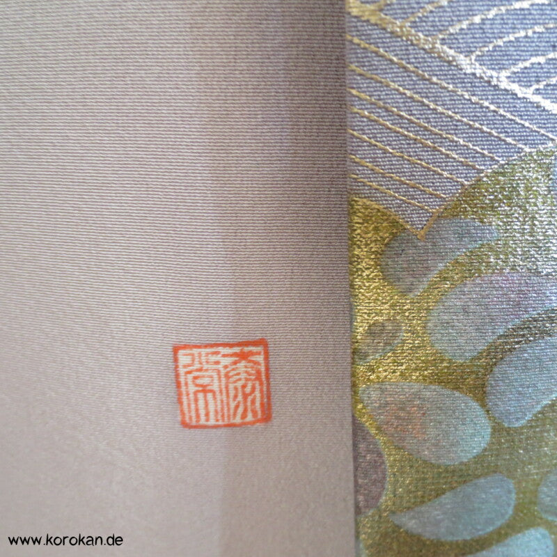 Gold Spiegel Irotomesode Seidencrepe Kimono - Künstlerstempel