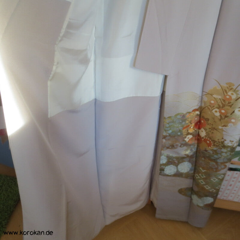 Gold Spiegel Irotomesode Seidencrepe Kimono - Künstlerstempel