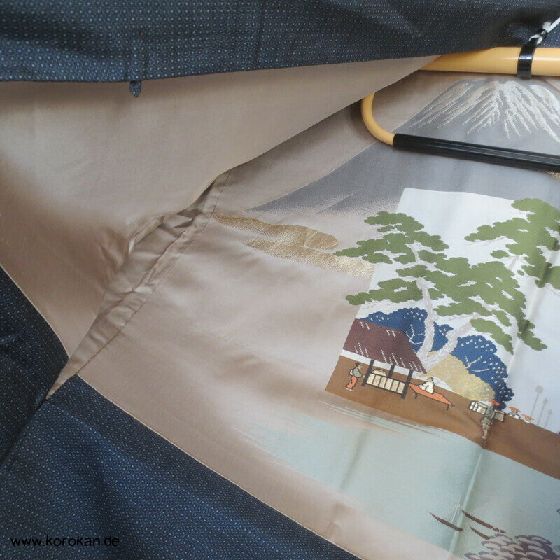 gewebter Tempel Seidenjacquard Futter, Haori Kimonojacke Kikko Kasuri Tsumugi Seide