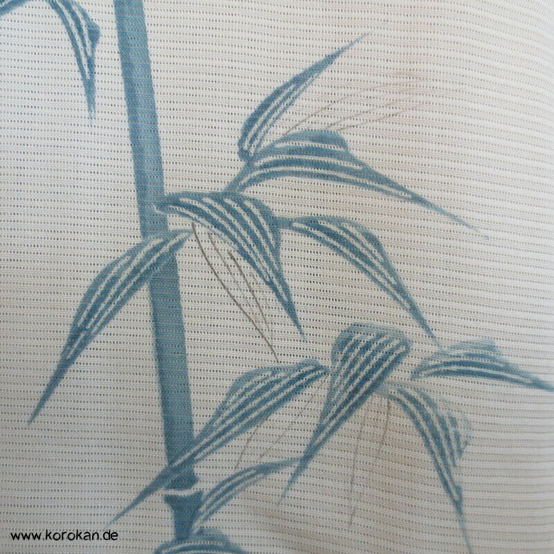 blaues Bambusmuster Hitoe Kimono, Rho Seide