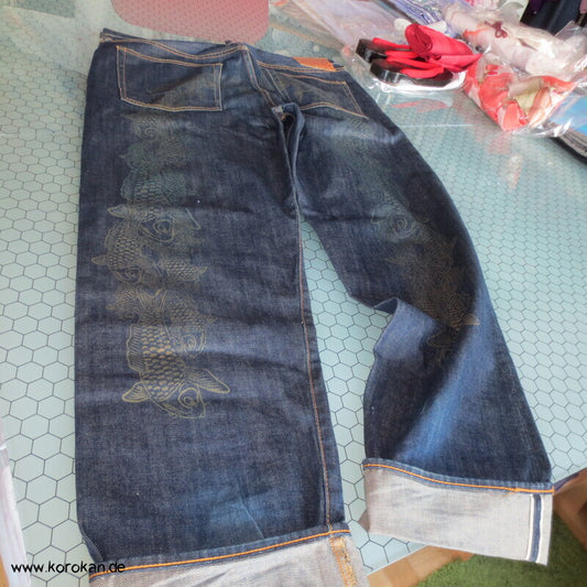 Jeans Evisu, Selfedge Japan Denim mit Koi Druck