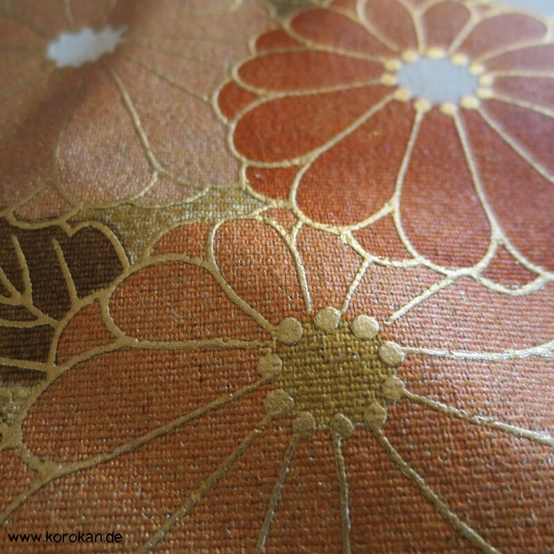 Gold Spiegel Irotomesode Seidencrepe Kimono - Künstlerstempel