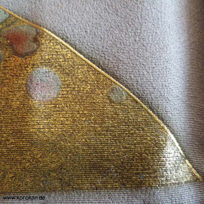 Gold Spiegel Irotomesode Seidencrepe Kimono - Künstlerstempel