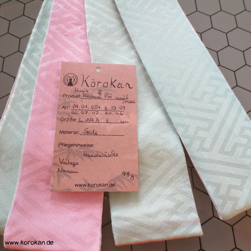 Kasane Eri Kimono Kragen gepolstert, Sayagata Damast Seide
