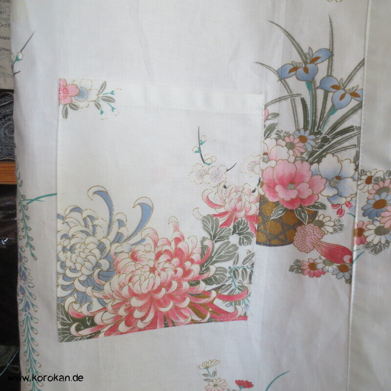 Blumenstrauß Chrysanthemen Nemaki - japanischer Baumwoll Schlaf Kimono