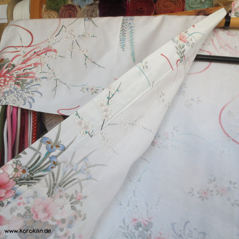 Blumenstrauß Chrysanthemen Nemaki - japanischer Baumwoll Schlaf Kimono