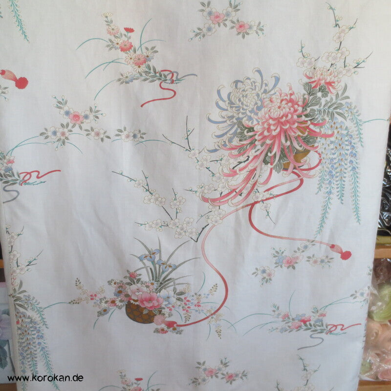 Blumenstrauß Chrysanthemen Nemaki - japanischer Baumwoll Schlaf Kimono