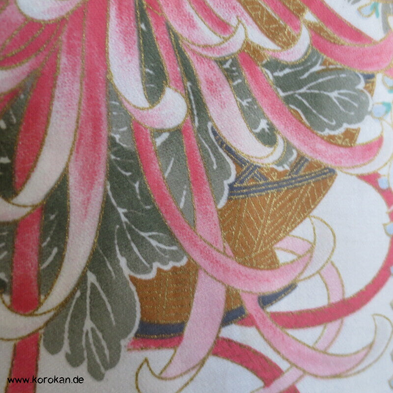 Blumenstrauß Chrysanthemen Nemaki - japanischer Baumwoll Schlaf Kimono