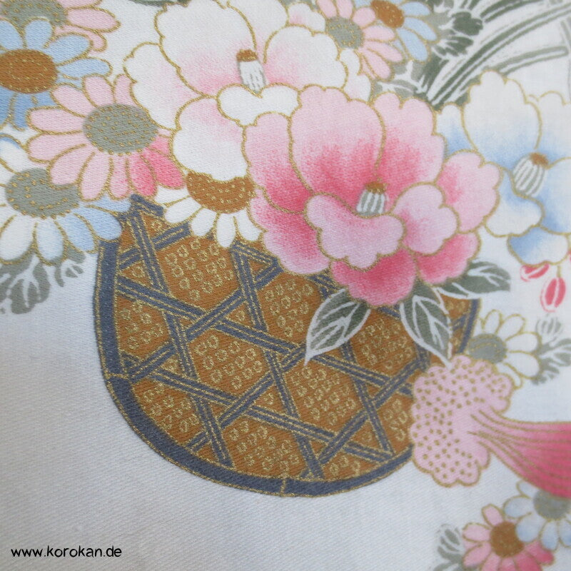 Blumenstrauß Chrysanthemen Nemaki - japanischer Baumwoll Schlaf Kimono