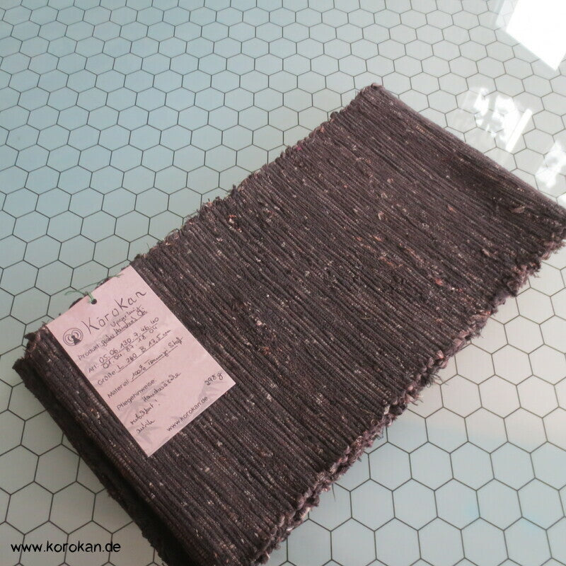dunkelbrauner Hanhaba / Kaku Obi - dicker Upcycling Seidenrips