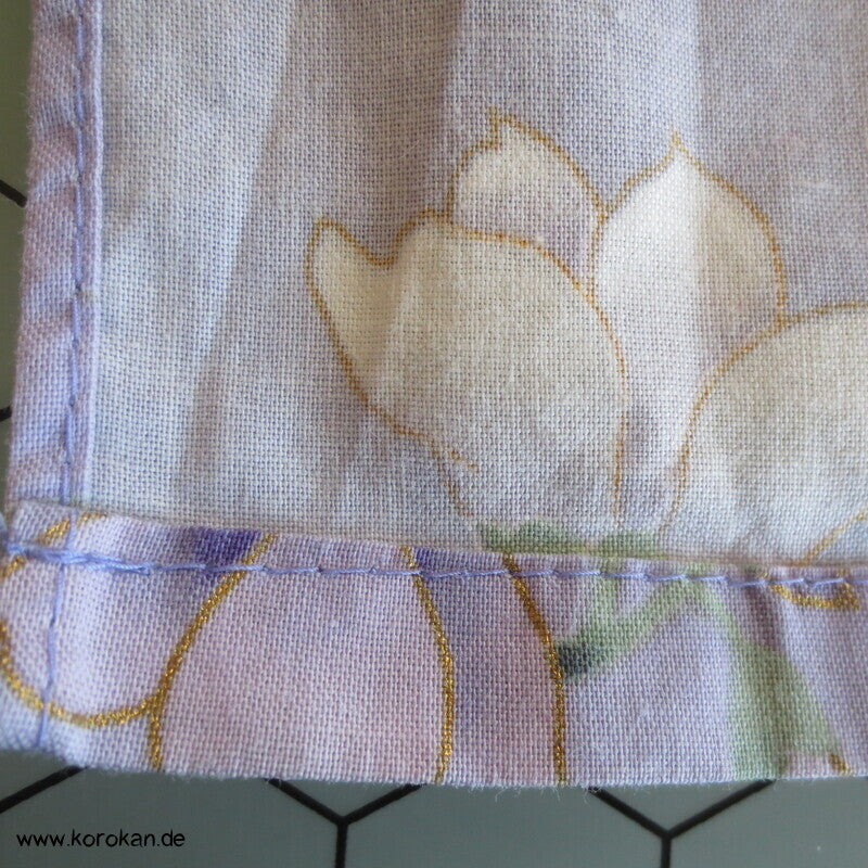 Yukata Baumwoll Kimono, Blumen und Vögel auf flieder