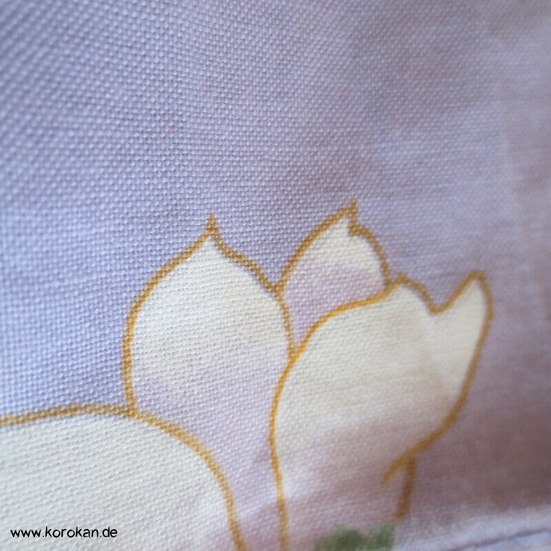 Yukata Baumwoll Kimono, Blumen und Vögel auf flieder