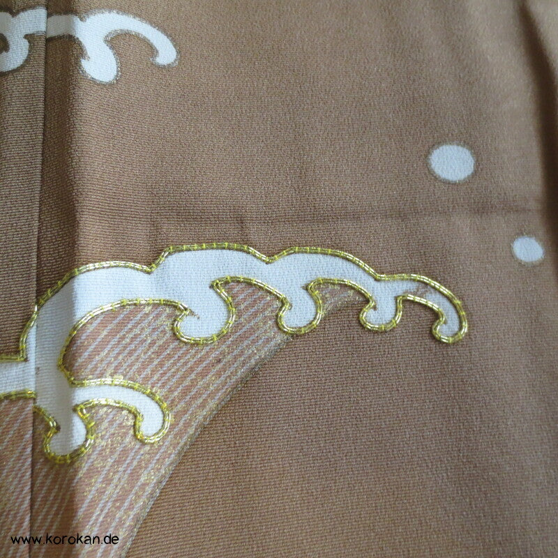 wilde Wellenkämme Iro Tomesode Kimono Seidencrepe