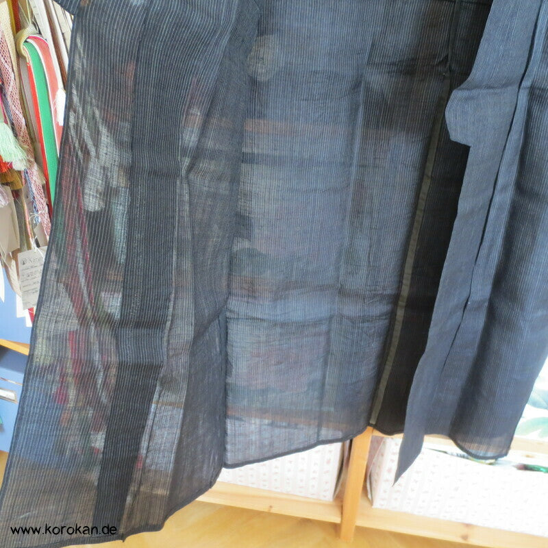 feinst gestreifter Ramie / Seide / Hanf Hitoe ungefütterter Kimono