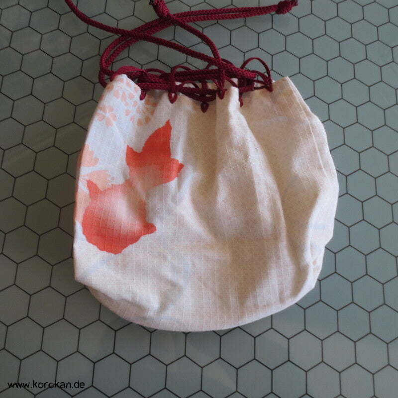 Kinchaku Zugbeutel - Tasche Baumwolle für Yukata Kimono, Goldfisch