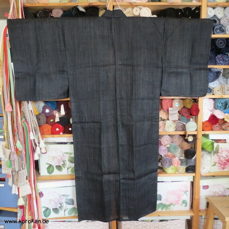 feinst gestreifter Ramie / Seide / Hanf Hitoe ungefütterter Kimono