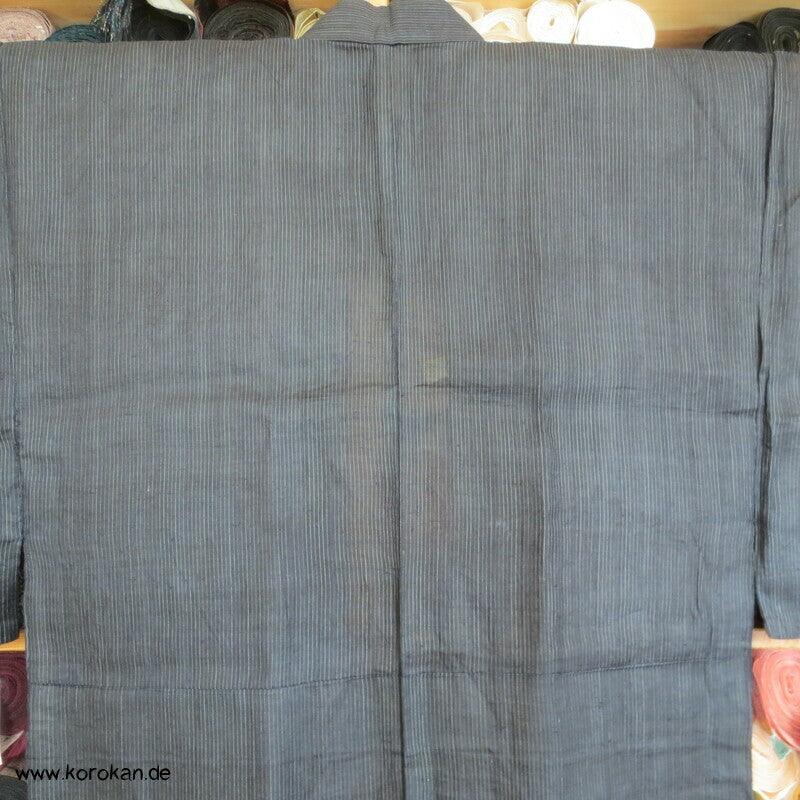 feinst gestreifter Ramie / Seide / Hanf Hitoe ungefütterter Kimono